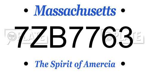 7ZB7763 Massachusetts License Plate