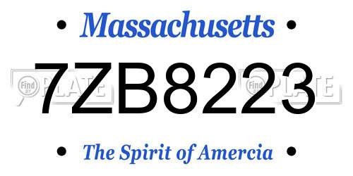 7ZB8223 Massachusetts License Plate