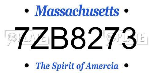 7ZB8273 Massachusetts License Plate