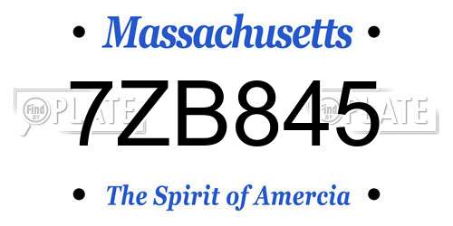 7ZB845 Massachusetts License Plate
