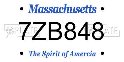7ZB848 Massachusetts License Plate
