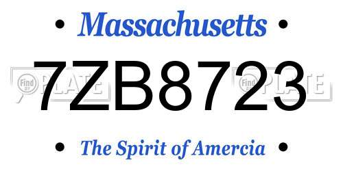 7ZB8723 Massachusetts License Plate