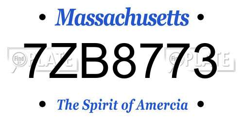7ZB8773 Massachusetts License Plate