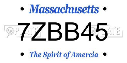 7ZBB45 Massachusetts License Plate