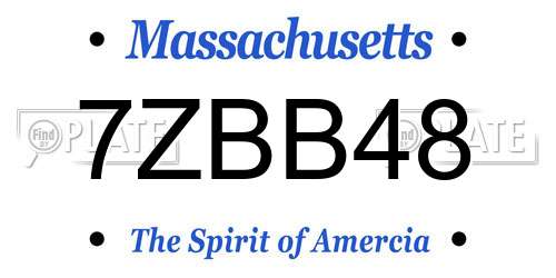 7ZBB48 Massachusetts License Plate