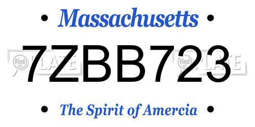 7ZBB723 Massachusetts License Plate