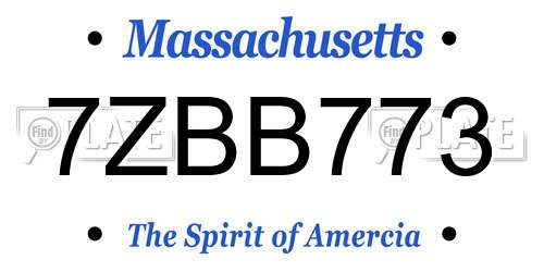 7ZBB773 Massachusetts License Plate