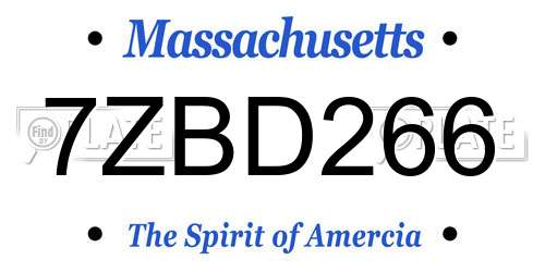 7ZBD266 Massachusetts License Plate
