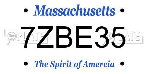 7ZBE35 Massachusetts License Plate