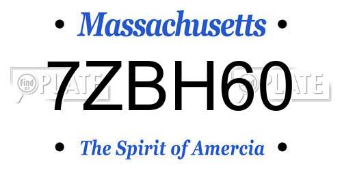7ZBH60 Massachusetts License Plate