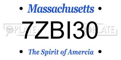 7ZBI30 Massachusetts License Plate