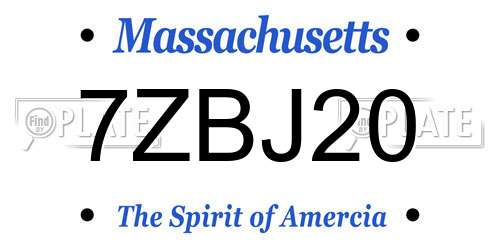 7ZBJ20 Massachusetts License Plate