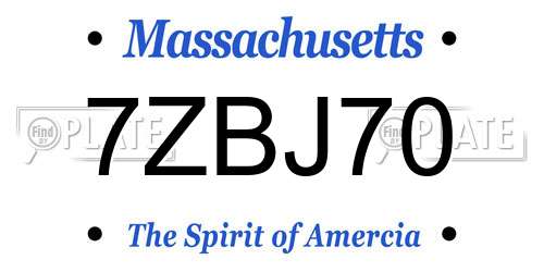 7ZBJ70 Massachusetts License Plate