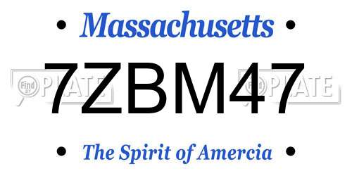 7ZBM47 Massachusetts License Plate