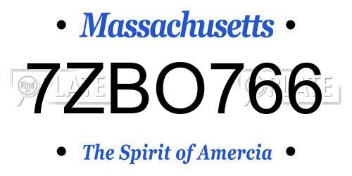 7ZBO766 Massachusetts License Plate