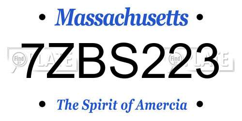 7ZBS223 Massachusetts License Plate