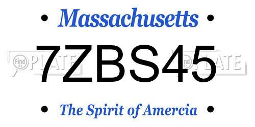 7ZBS45 Massachusetts License Plate