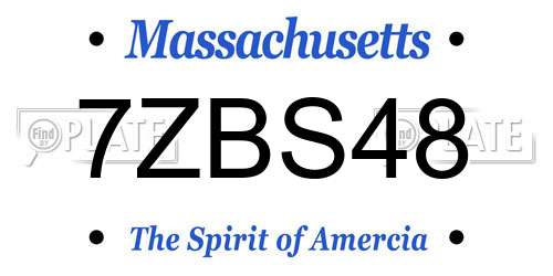 7ZBS48 Massachusetts License Plate