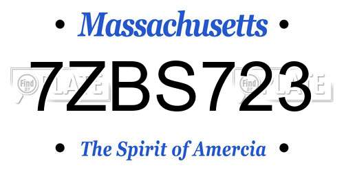 7ZBS723 Massachusetts License Plate