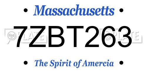 7ZBT263 Massachusetts License Plate