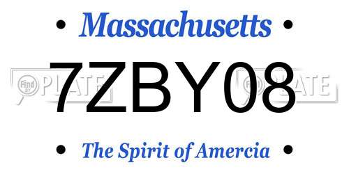 7ZBY08 Massachusetts License Plate
