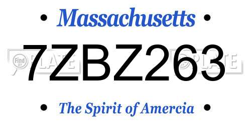 7ZBZ263 Massachusetts License Plate