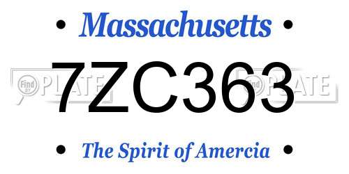 7ZC363 Massachusetts License Plate