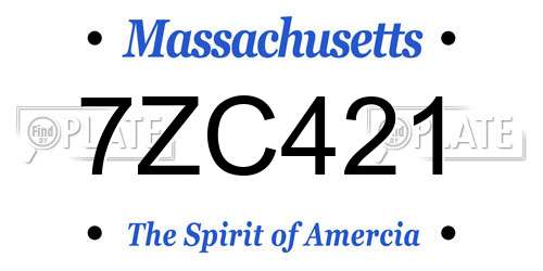 7ZC421 Massachusetts License Plate