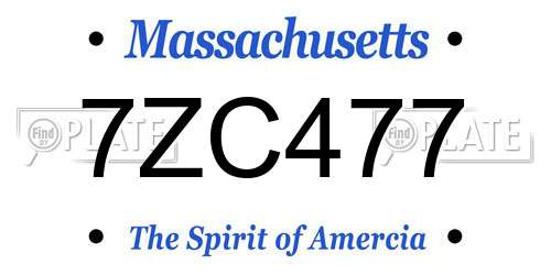 7ZC477 Massachusetts License Plate