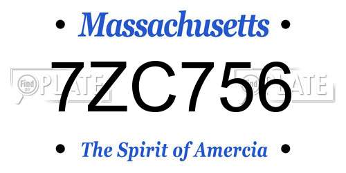 7ZC756 Massachusetts License Plate