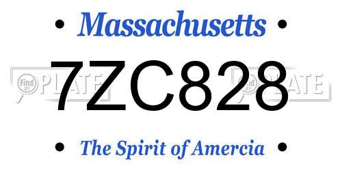 7ZC828 Massachusetts License Plate
