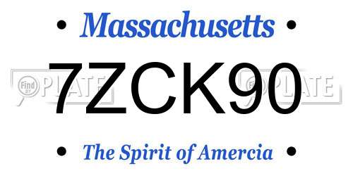 7ZCK90 Massachusetts License Plate
