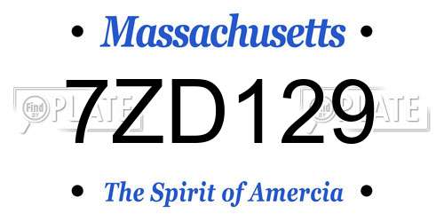 7ZD129 Massachusetts License Plate