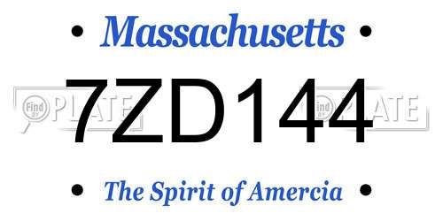 7ZD144 Massachusetts License Plate