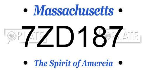 7ZD187 Massachusetts License Plate