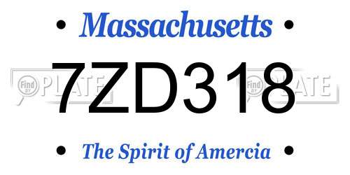 7ZD318 Massachusetts License Plate