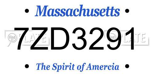 7ZD3291 Massachusetts License Plate