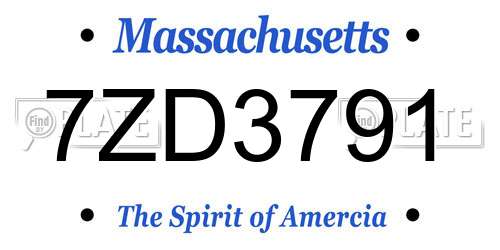 7ZD3791 Massachusetts License Plate