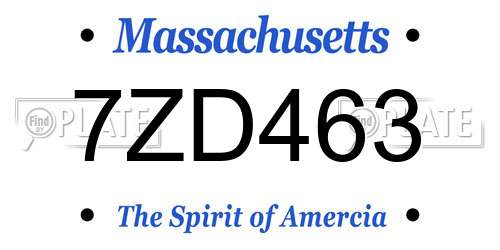 7ZD463 Massachusetts License Plate