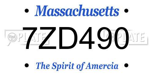 7ZD490 Massachusetts License Plate
