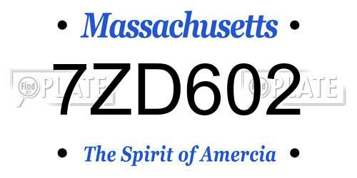 7ZD602 Massachusetts License Plate