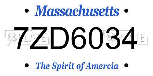 7ZD6034 Massachusetts License Plate