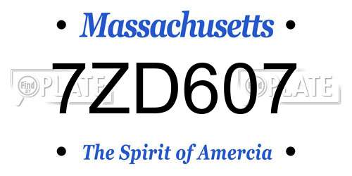 7ZD607 Massachusetts License Plate
