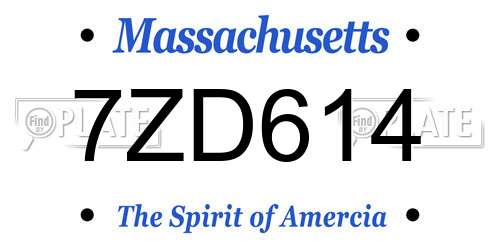 7ZD614 Massachusetts License Plate