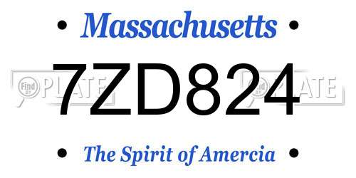 7ZD824 Massachusetts License Plate