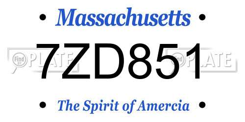 7ZD851 Massachusetts License Plate