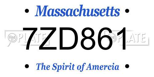 7ZD861 Massachusetts License Plate