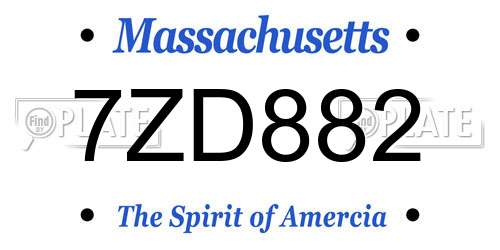 7ZD882 Massachusetts License Plate