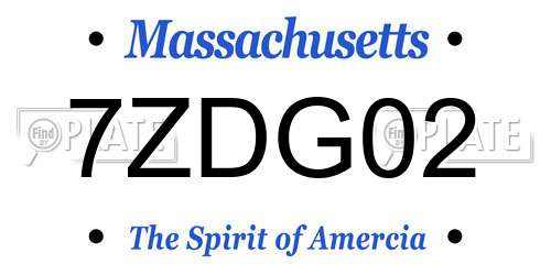 7ZDG02 Massachusetts License Plate
