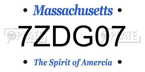 7ZDG07 Massachusetts License Plate